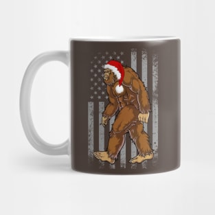 American Flag Big Foot Santa Hat Christmas Sasquatch Mug